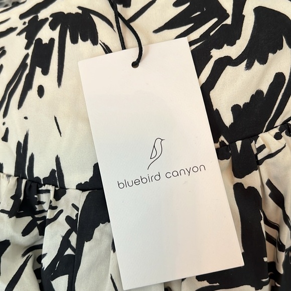Bluebird Canyon Cade Midi Dress size Small color is black & ivory elastic waist - Picture 14 of 14